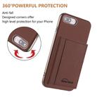 For iPhone 8 Plus / 7 Plus Solid Color Horizontal Magnetic Card Bag RFID MagSafe Phone Case(Brown) - 3