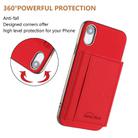 For iPhone XR Solid Color Horizontal Magnetic Card Bag RFID MagSafe Phone Case(Red) - 3