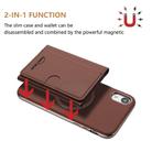 For iPhone XR Solid Color Horizontal Magnetic Card Bag RFID MagSafe Phone Case(Brown) - 2