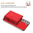 For Samsung Galaxy S21 5G Solid Color Horizontal Magnetic Card Bag RFID MagSafe Phone Case(Red) - 2