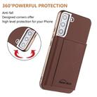 For Samsung Galaxy S21 5G Solid Color Horizontal Magnetic Card Bag RFID MagSafe Phone Case(Brown) - 3