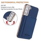 For Samsung Galaxy S21 5G Solid Color Horizontal Magnetic Card Bag RFID MagSafe Phone Case(Dark Blue) - 3