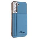 For Samsung Galaxy S21 5G Solid Color Horizontal Magnetic Card Bag RFID MagSafe Phone Case(Baby Blue) - 1