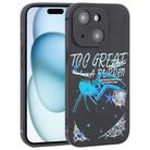 For iPhone 15 Plus Graffiti Spider TPU Phone Case(Black Dark Blue Spider) - 1