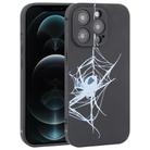 For iPhone 12 Pro Max Graffiti Spider TPU Phone Case(Black Light Blue Spider) - 1