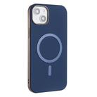 For iPhone 14 Plus Solid Color Plating MagSafe Full Coverage Phone Case(Dark Blue) - 2