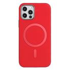 For iPhone 12 / 12 Pro Solid Color Plating MagSafe Full Coverage Phone Case(Red) - 1