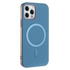 For iPhone 12 / 12 Pro Solid Color Plating MagSafe Full Coverage Phone Case(Baby Blue) - 2