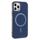 For iPhone 11 Pro Solid Color Plating MagSafe Full Coverage Phone Case(Dark Blue) - 2