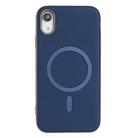 For iPhone XR Solid Color Plating MagSafe Full Coverage Phone Case(Dark Blue) - 1