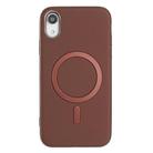 For iPhone XR Solid Color Plating MagSafe Full Coverage Phone Case(Brown) - 1