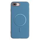 For iPhone 8 Plus / 7 Plus Solid Color Plating MagSafe Full Coverage Phone Case(Baby Blue) - 1