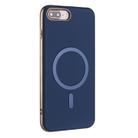 For iPhone 8 Plus / 7 Plus Solid Color Plating MagSafe Full Coverage Phone Case(Dark Blue) - 2