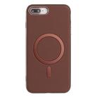 For iPhone 8 Plus / 7 Plus Solid Color Plating MagSafe Full Coverage Phone Case(Brown) - 1