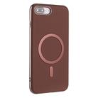 For iPhone 8 Plus / 7 Plus Solid Color Plating MagSafe Full Coverage Phone Case(Brown) - 2