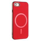 For iPhone 8 / 7 / 6 Solid Color Plating MagSafe Full Coverage Phone Case(Red) - 2