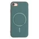 For iPhone 8 / 7 / 6 Solid Color Plating MagSafe Full Coverage Phone Case(Green) - 1