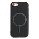 For iPhone 8 / 7 / 6 Solid Color Plating MagSafe Full Coverage Phone Case(Black) - 1