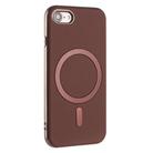 For iPhone 8 / 7 / 6 Solid Color Plating MagSafe Full Coverage Phone Case(Brown) - 2