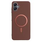 For Samsung Galaxy A06 Solid Color Plating MagSafe Full Coverage Phone Case(Brown) - 1