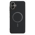 For Samsung Galaxy A06 Solid Color Plating MagSafe Full Coverage Phone Case(Black) - 1