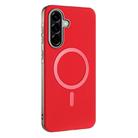 For Samsung Galaxy A25 Solid Color Plating MagSafe Full Coverage Phone Case(Red) - 2