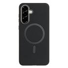 For Samsung Galaxy A25 Solid Color Plating MagSafe Full Coverage Phone Case(Black) - 1