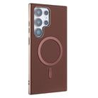 For Samsung Galaxy S22 Ultra 5G Solid Color Plating MagSafe Full Coverage Phone Case(Brown) - 2