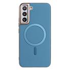 For Samsung Galaxy S21 5G Solid Color Plating MagSafe Full Coverage Phone Case(Baby Blue) - 1
