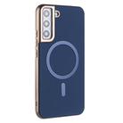 For Samsung Galaxy S21 5G Solid Color Plating MagSafe Full Coverage Phone Case(Dark Blue) - 2
