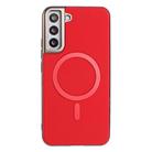 For Samsung Galaxy S21+ 5G Solid Color Plating MagSafe Full Coverage Phone Case(Red) - 1