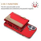 For iPhone 16 Zipper Horizontal Magnetic Card Bag RFID MagSafe Phone Case(Red) - 2