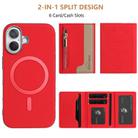 For iPhone 16 Zipper Horizontal Magnetic Card Bag RFID MagSafe Phone Case(Red) - 3