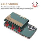 For iPhone 16 Zipper Horizontal Magnetic Card Bag RFID MagSafe Phone Case(Green) - 2