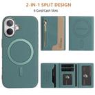 For iPhone 16 Zipper Horizontal Magnetic Card Bag RFID MagSafe Phone Case(Green) - 3