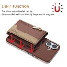 For iPhone 16 Zipper Horizontal Magnetic Card Bag RFID MagSafe Phone Case(Brown) - 2