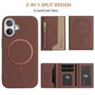 For iPhone 16 Zipper Horizontal Magnetic Card Bag RFID MagSafe Phone Case(Brown) - 3