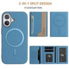 For iPhone 16 Zipper Horizontal Magnetic Card Bag RFID MagSafe Phone Case(Baby Blue) - 3