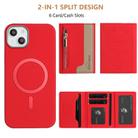 For iPhone 14 Plus Zipper Horizontal Magnetic Card Bag RFID MagSafe Phone Case(Red) - 3