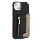 For iPhone 14 Zipper Horizontal Magnetic Card Bag RFID MagSafe Phone Case(Black) - 1