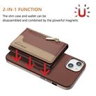 For iPhone 14 Zipper Horizontal Magnetic Card Bag RFID MagSafe Phone Case(Brown) - 2