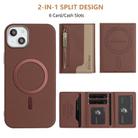 For iPhone 14 Zipper Horizontal Magnetic Card Bag RFID MagSafe Phone Case(Brown) - 3