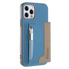 For iPhone 12 / 12 Pro Zipper Horizontal Magnetic Card Bag RFID MagSafe Phone Case(Baby Blue) - 1