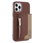For iPhone 11 Zipper Horizontal Magnetic Card Bag RFID MagSafe Phone Case(Brown) - 1