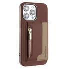 For iPhone 11 Pro Zipper Horizontal Magnetic Card Bag RFID MagSafe Phone Case(Brown) - 1