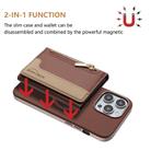 For iPhone 11 Pro Zipper Horizontal Magnetic Card Bag RFID MagSafe Phone Case(Brown) - 2