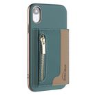 For iPhone XR Zipper Horizontal Magnetic Card Bag RFID MagSafe Phone Case(Green) - 1