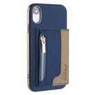For iPhone XR Zipper Horizontal Magnetic Card Bag RFID MagSafe Phone Case(Dark Blue) - 1