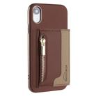 For iPhone XR Zipper Horizontal Magnetic Card Bag RFID MagSafe Phone Case(Brown) - 1