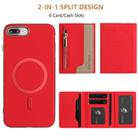 For iPhone 8 Plus / 7 Plus Zipper Horizontal Magnetic Card Bag RFID MagSafe Phone Case(Red) - 3
